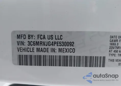 2023 Ram Promaster 3500 Cargo Van High Roof 159 Wb Ext from USA, damaged, VIN 3C6MRVJG4PE530092